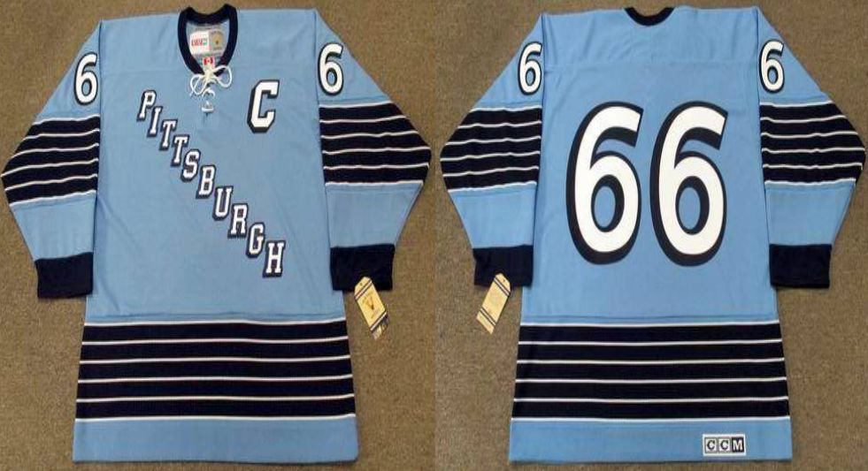 2019 Men Pittsburgh Penguins #66 Lemieux Blue CCM NHL jerseys
